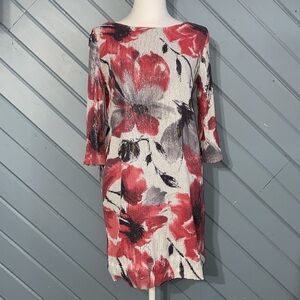 Zara floral sequin 3/4 sleeve mini shift cocktail dress